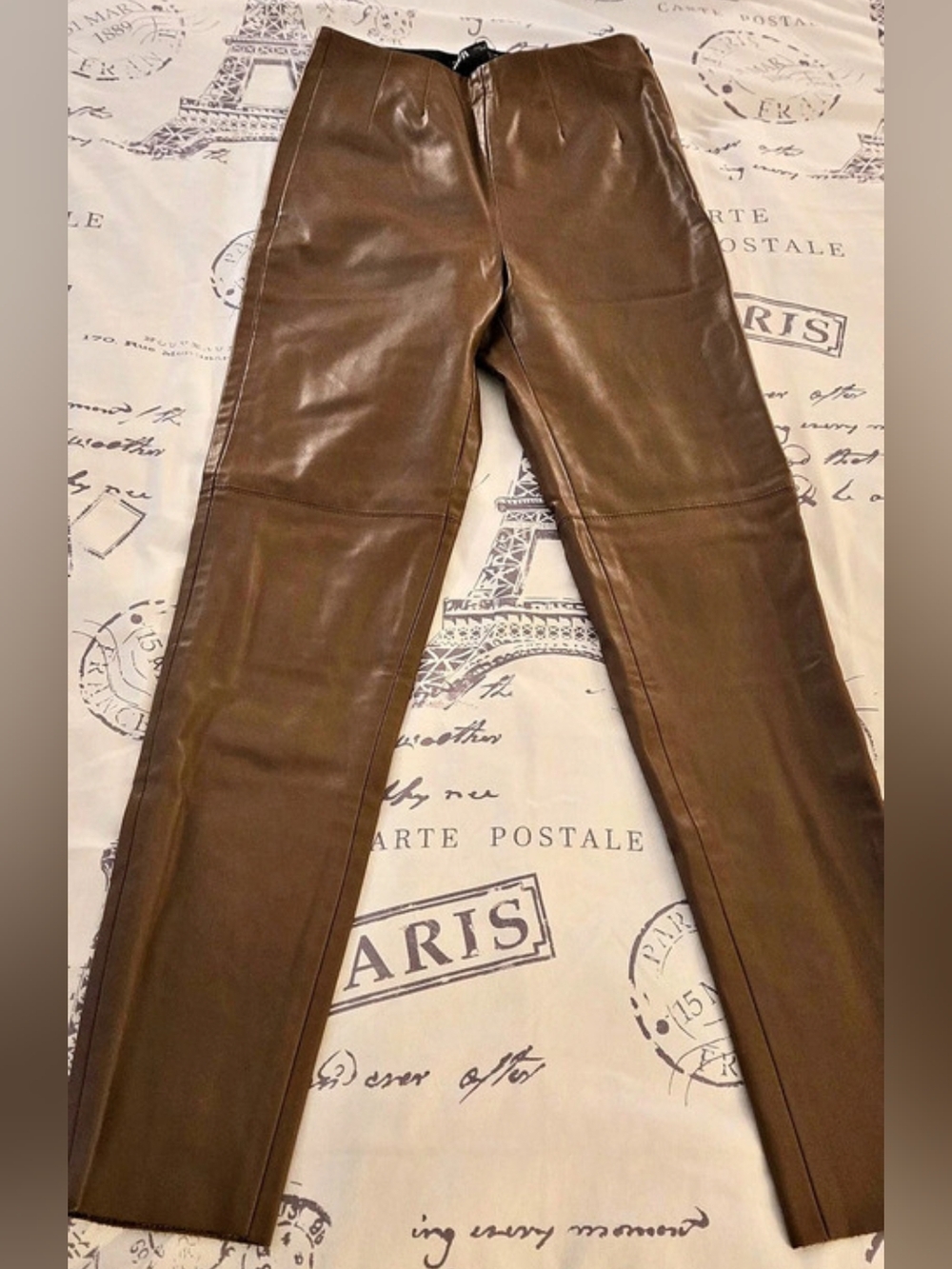 Zara Leather Skinny Pants Brown Size S Like New